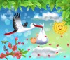 Stork Flying with Baby 25 pieces